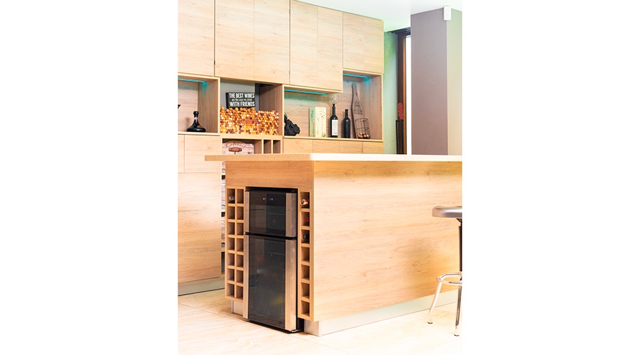 Mueble bar melamina color luz led